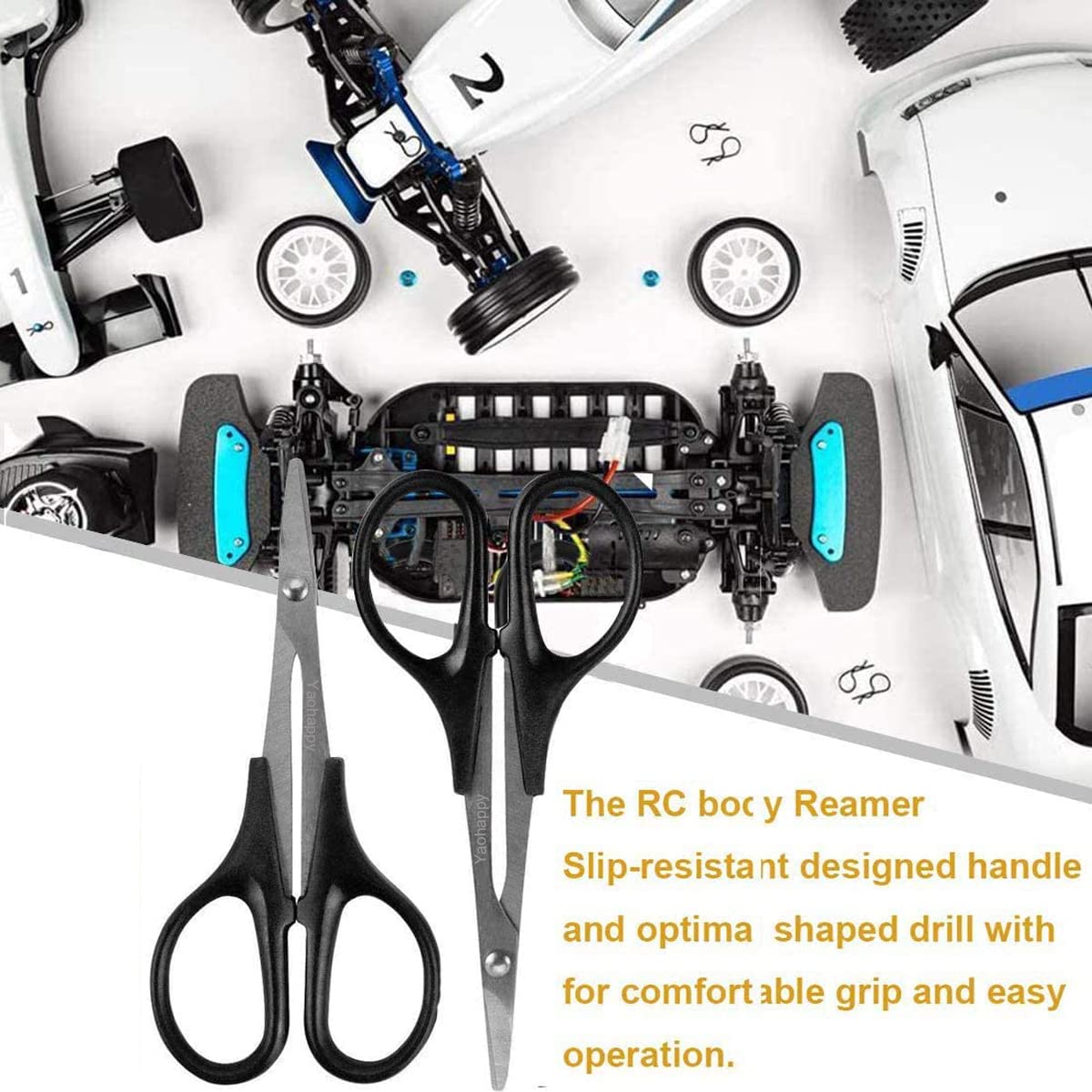 2-Pack RC Body Trimming Scissors Set, 1 Straight & 1 Curved Scissor for RC Vehicle Truck Buggy Lexan Plastic Bodyshell Helicopter - Image 4