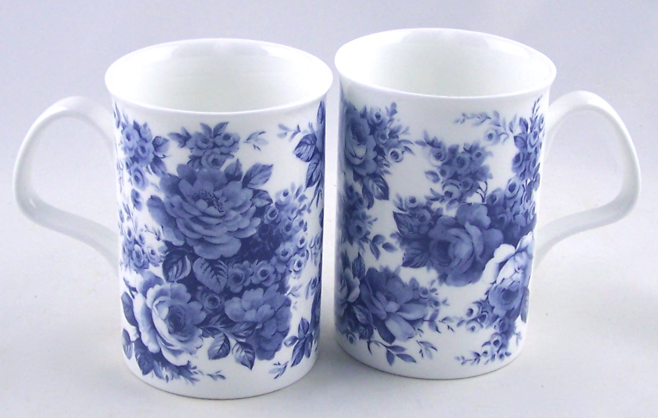 Buy Fine Bone China Mugs Set of Two Blue Rose Chintz Roy Kirkham