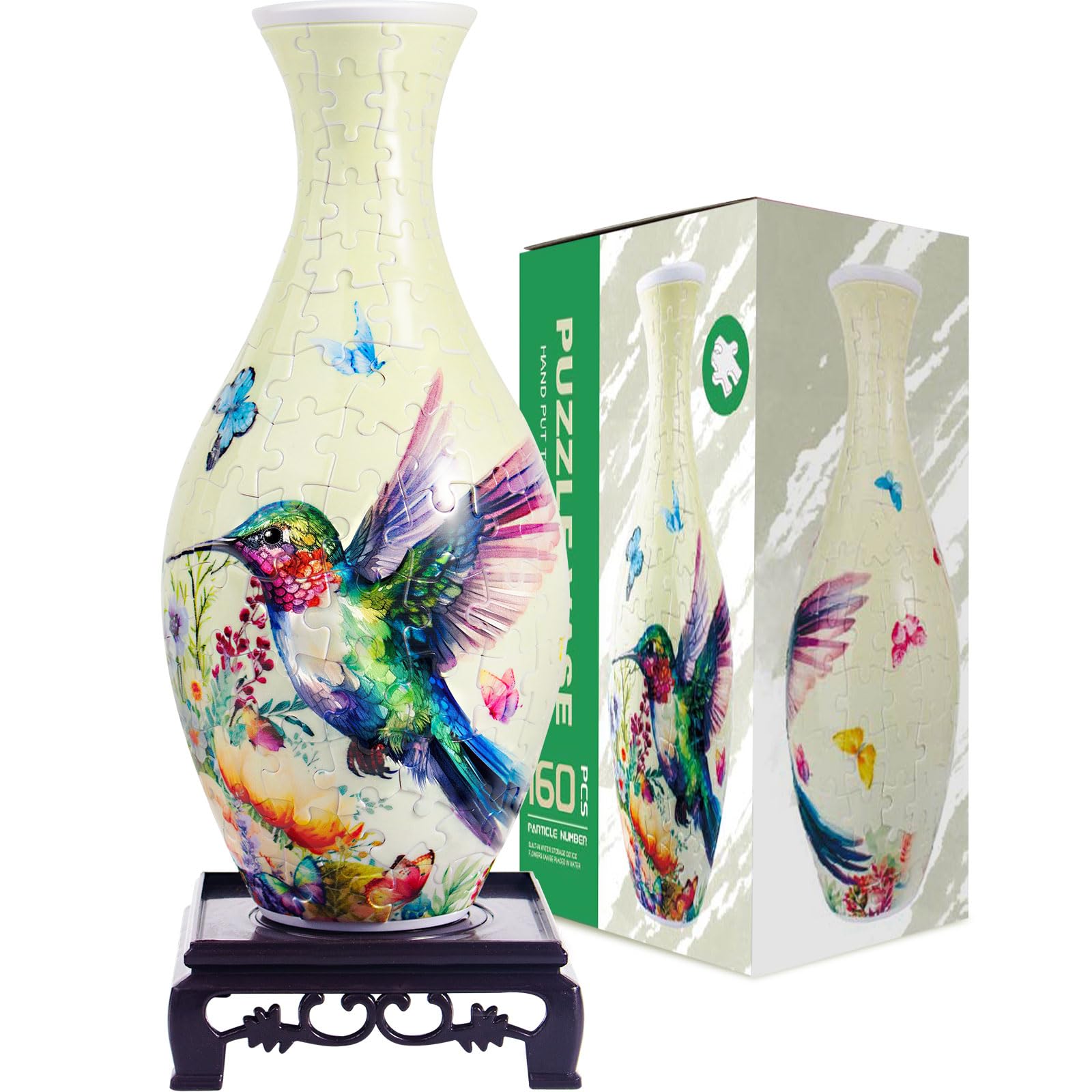 3D Puzzle Vase,160 Pieces 3D Puzzle Vase for Flowers,Unique Adult Crafts and Art,Great Gift for Women, Quality Mother'Day Gifts, 3D DIY House Warming Gift for Flower Arrangements and Home Decor