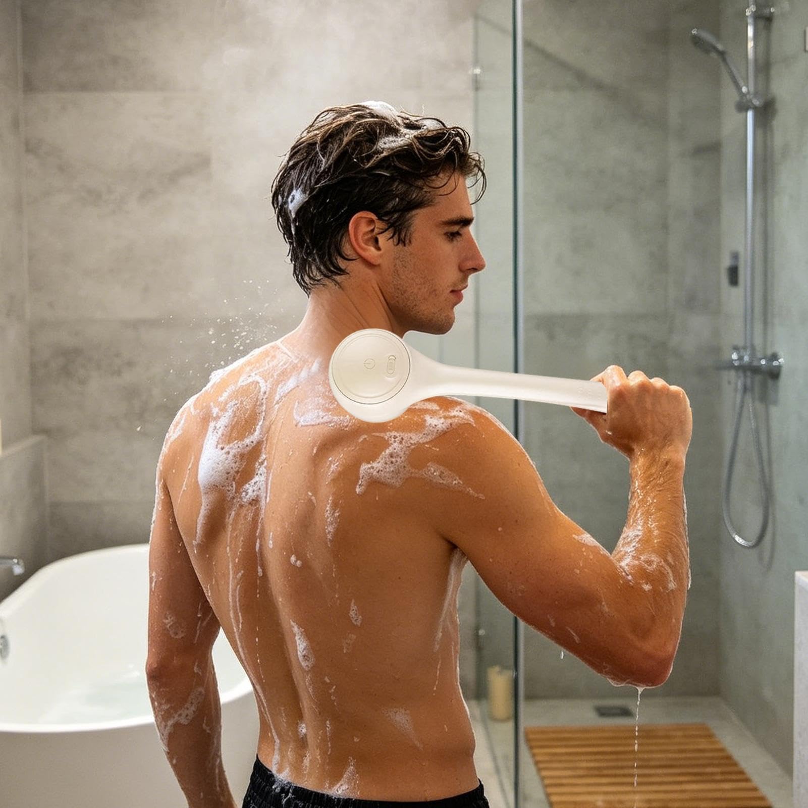 Cepillo Eléctrico Exfoliante para Espalda Exfoliador con Masaje Giratorio,