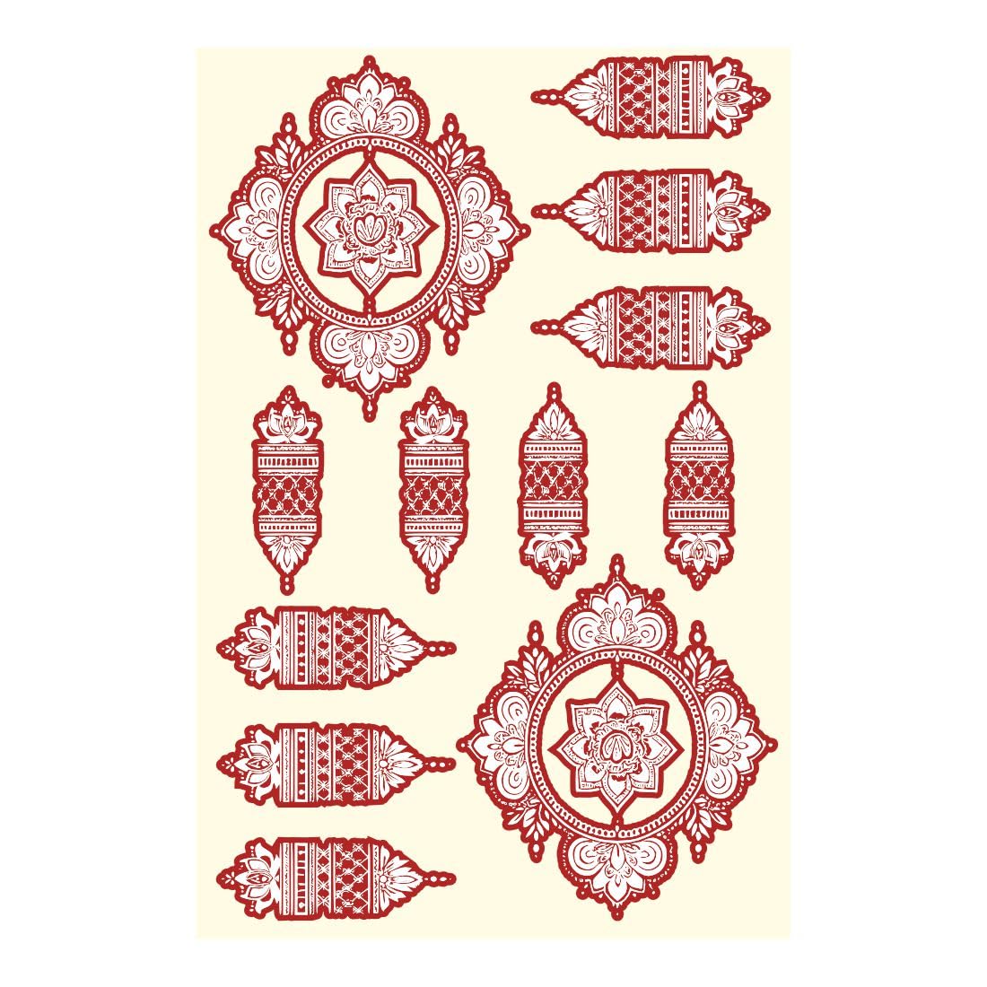 Classic Mandala Design Maroon White Mehndi Tattoo Sticker For Classic Or Tendy Look-image-37