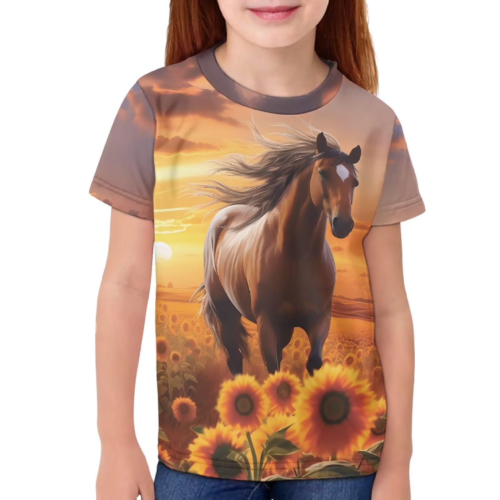 JEOCODY Boys Girls Graphic Tees Funny 3D Printed Short Sleeve T-Shirts 3-16T
