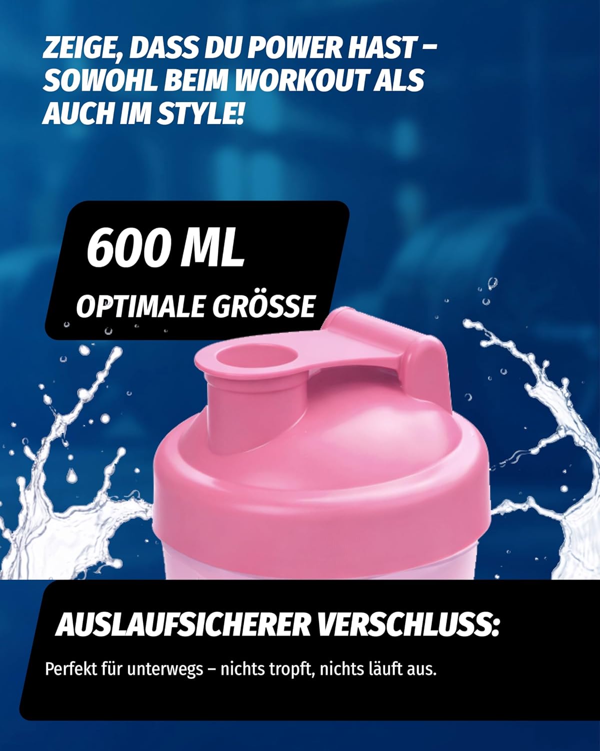 All Stars Protein Shaker 600 ml Pink - Leak-proof & Dishwasher Safe, BPA & DEHP Free, Trendy Lettering with Motivational Saying for Training