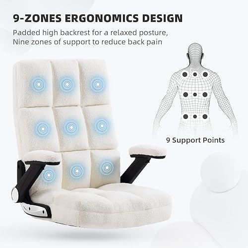 Miniatura 4 de SEATZONE Silla de oficina ejecutiva, silla de escritorio de cuero negro con reposabrazos abatible, sillas de escritorio con ruedas, silla giratoria