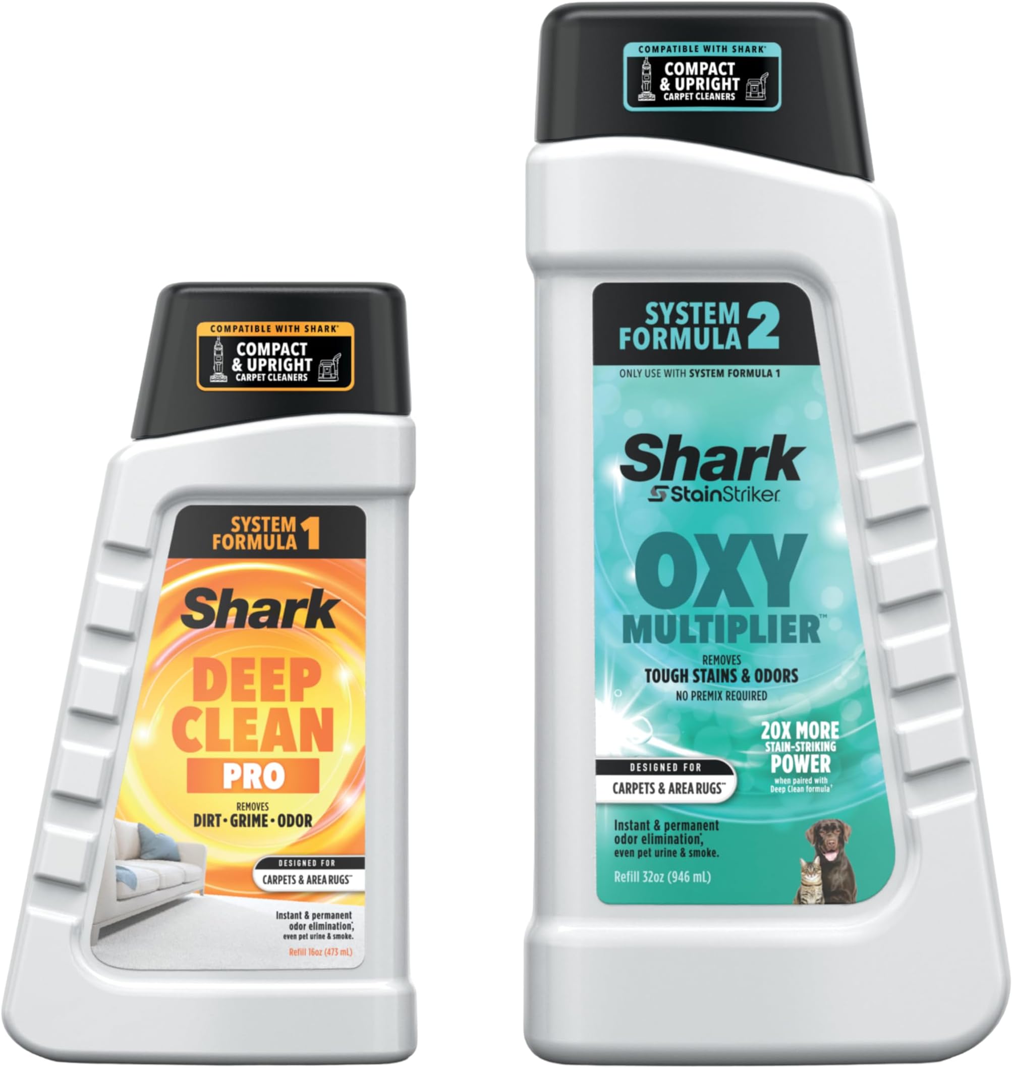 PXCMBUNDLE StainStriker Complete Bundle for Shark StainStriker portable cleaners, for carpets & area rugs, instantly eliminates odors, 32oz OXY Multiplier and 16oz Deep Clean Pro