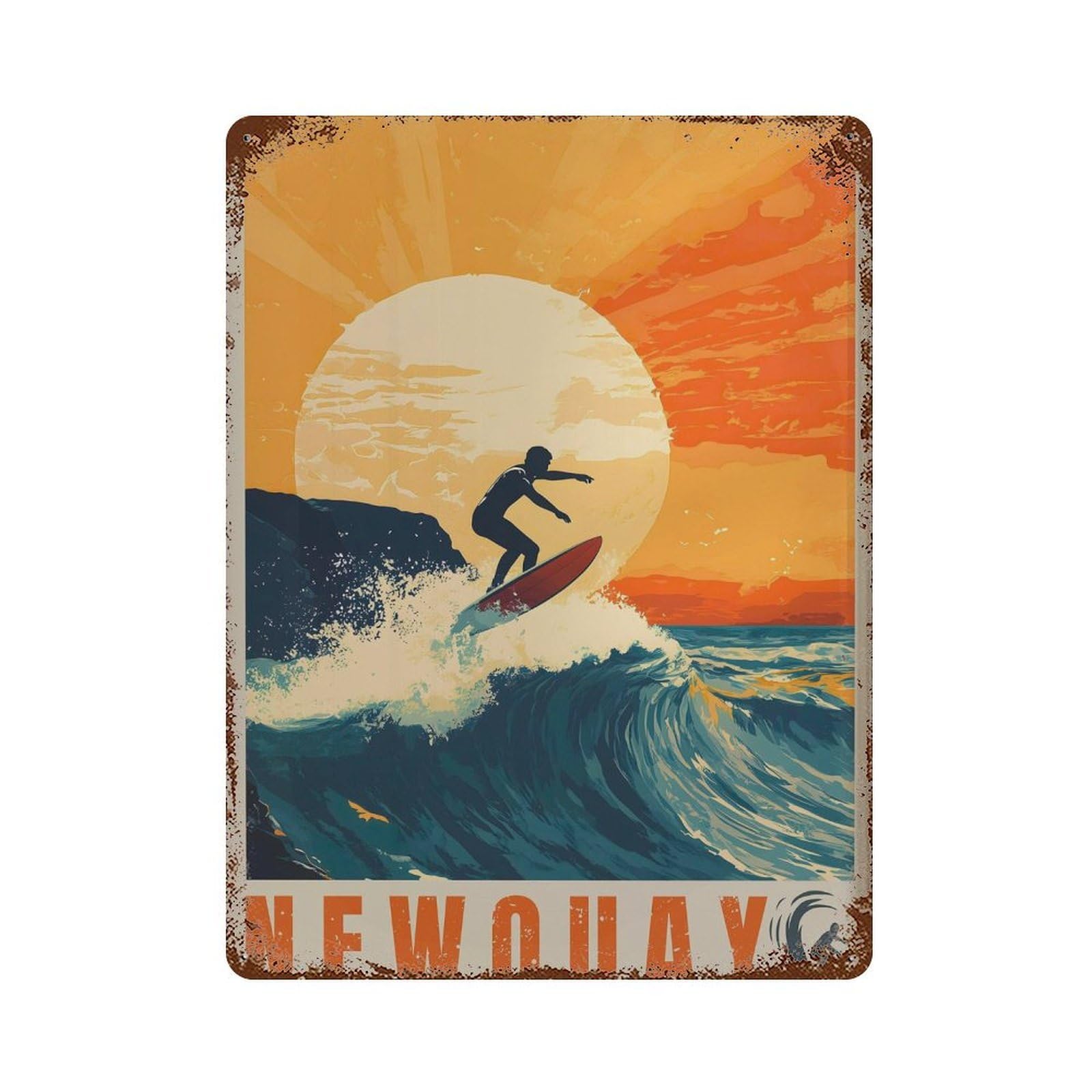 xiaoxiaoshen Newquay Surfing Cornwall Travel Wall Decor Art Metal Tin Poster Modern Home Decor Art Home Bar Shop Decorations Vintage Sign 40x30cm
