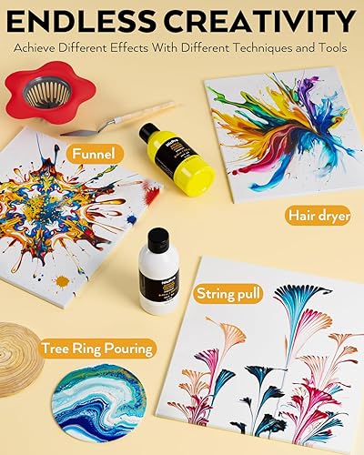 Miniatura 6 de Nicpro Kit de suministros de pintura acrílica de 14 colores, 8.45 onzas, gran volumen premezclado, juego a granel de pintura de alto flujo con