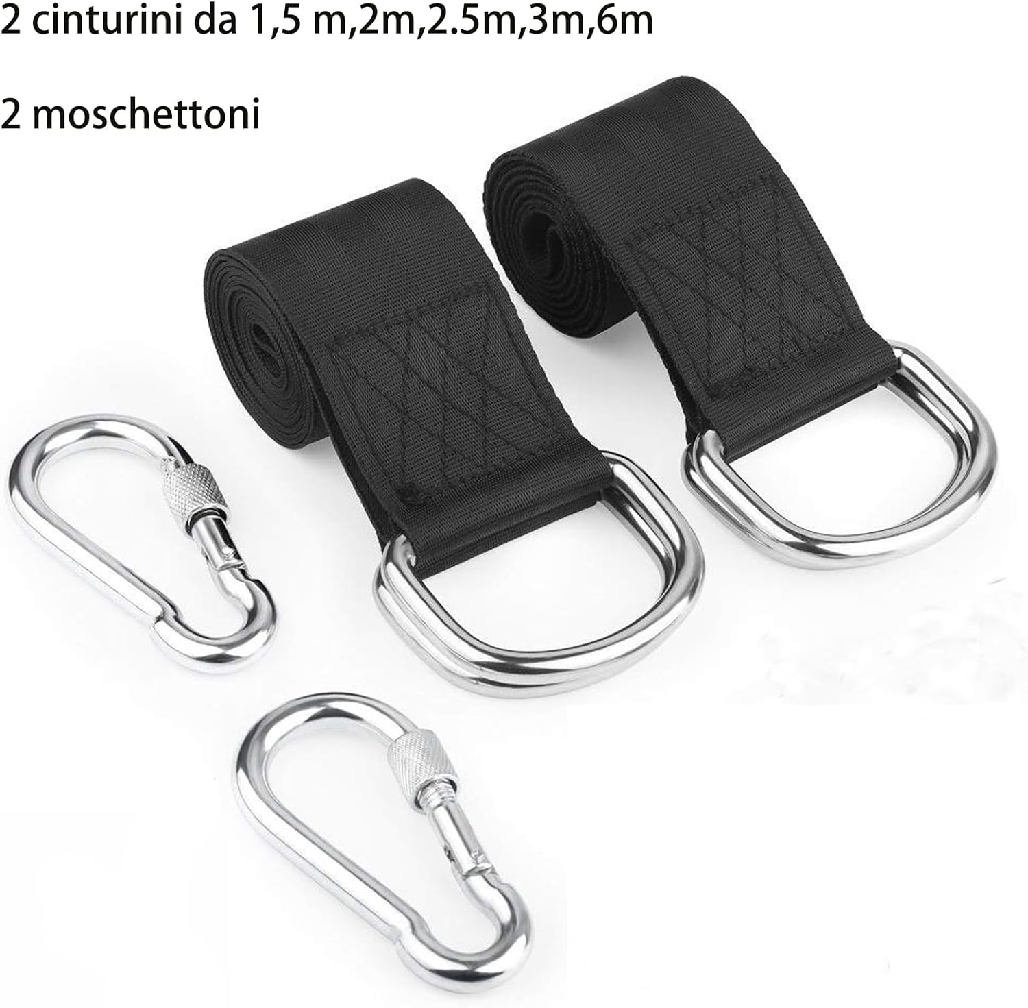 Dxcaicc Outdoor Hammock Straps 2 Pieces, Hammock Straps with 2 Carabiners, Hanging Straps Tree Swing Holds Up to 400Kg for Camping Hammocks and Swings,2.5M