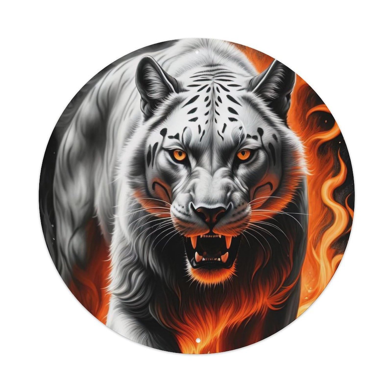 Animal Poster Tiger in The Dark Artwork Metal Tin Sign