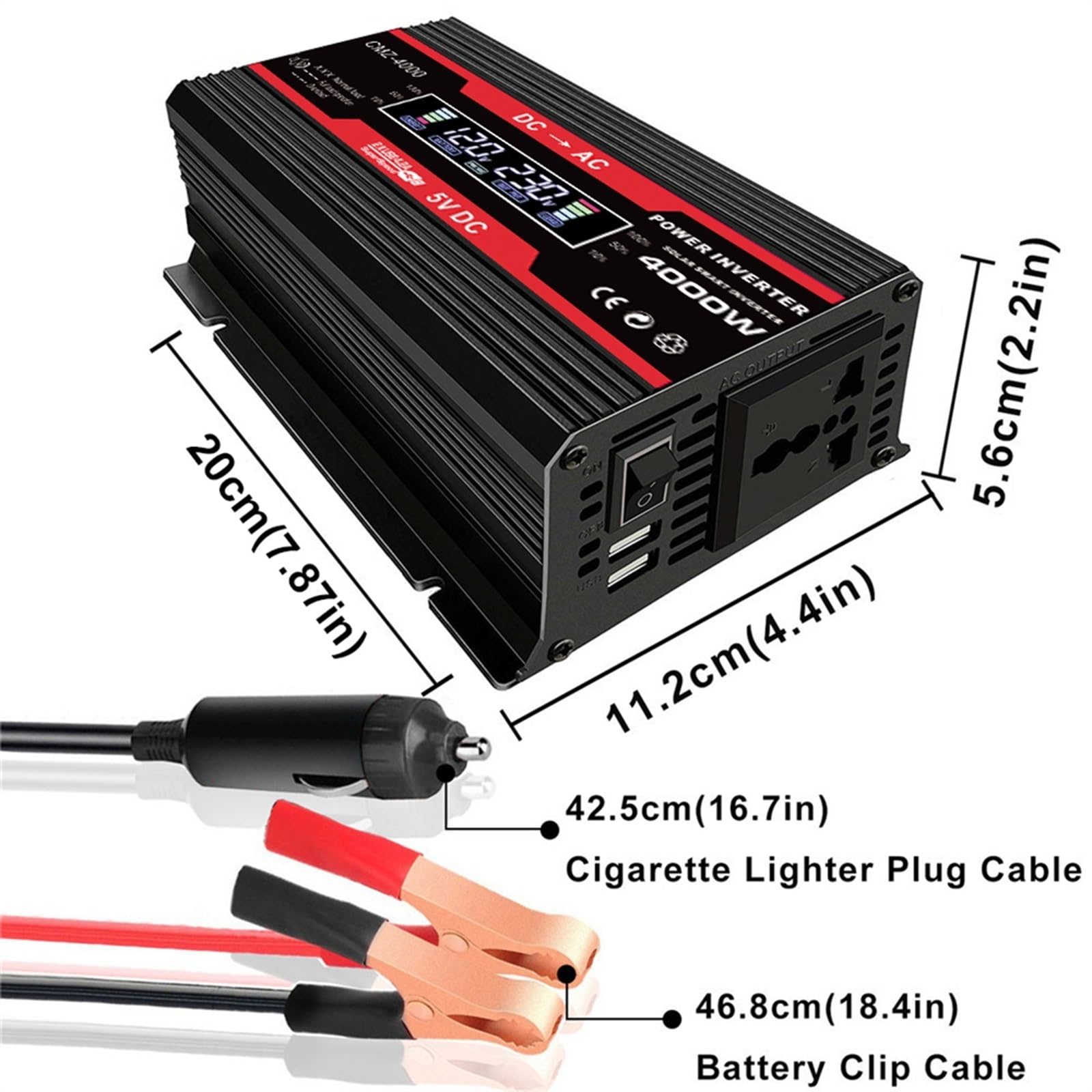 Kit Solaire 110V/220V 4000W Pour La Maison Système D'alimentation Solaire Complet Onduleur 4000W Et Contrôleur 30A + Panneau Solaire 18W18V Kits De Panneaux Solaires Complets Pour Camping-cars(Black,1