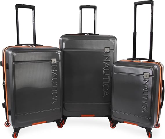 review Nautica Roadie 3pc Hardside Luggage Set, Grey/Orange