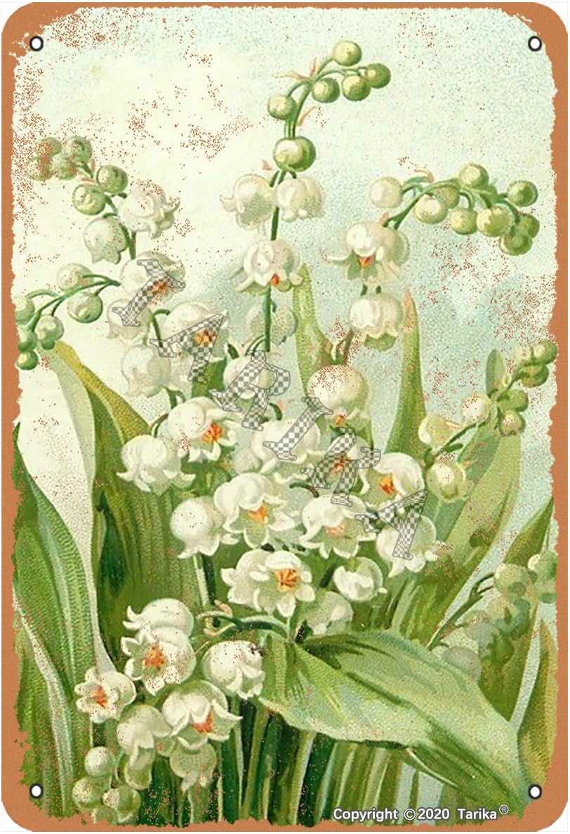 Tarika Lily of The Valley Iron Vintage Look 8X12 Inch Decoration Crafts Sign for Home Kitchen Bathroom Farm Garden Garage Funny Wall Decor