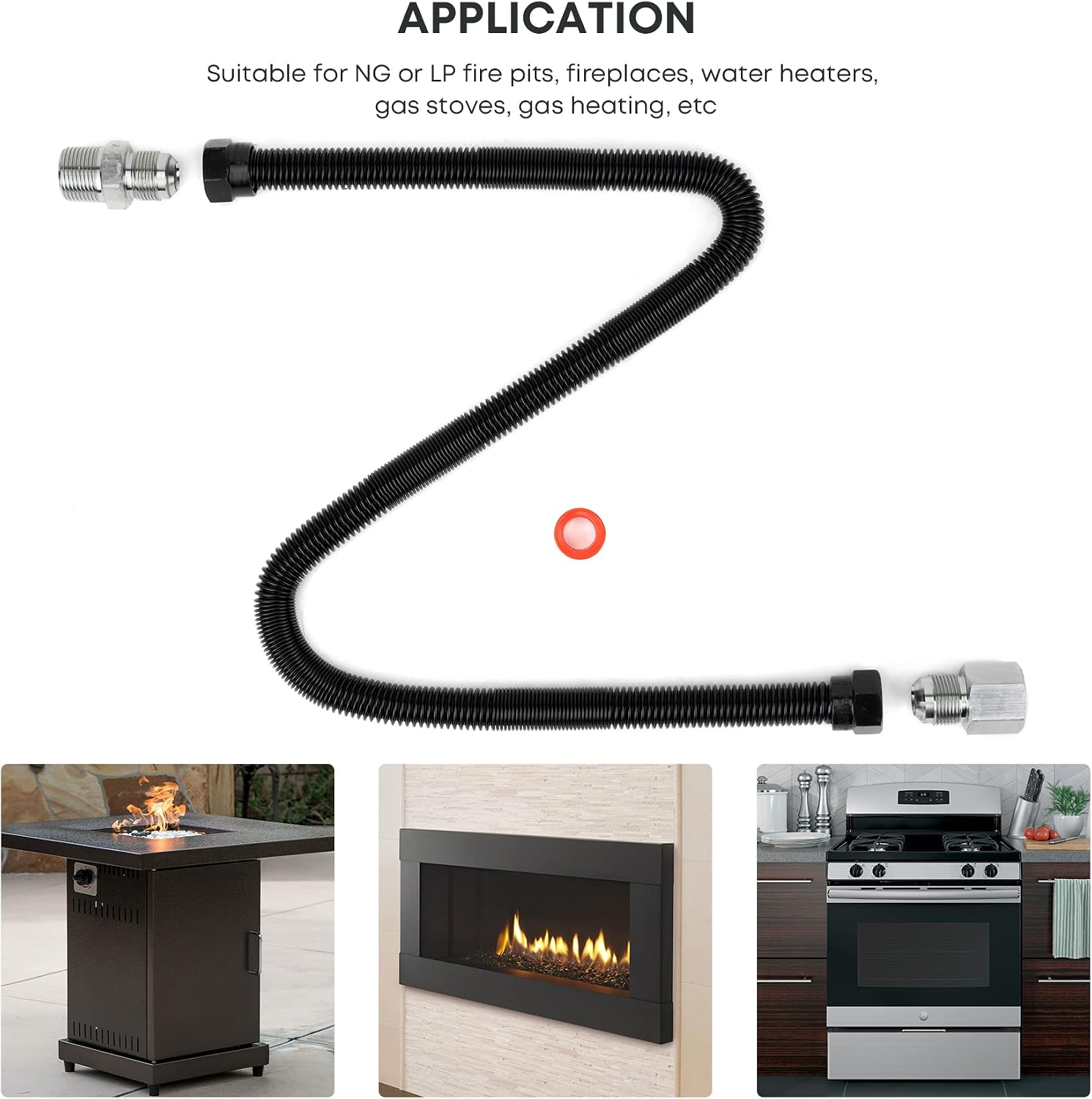 Stanbroil 3/4" x 36" Non-Whistle Flexible Flex Gas Line for Natural Gas or Liquid Propane Fire Pit and Fireplace