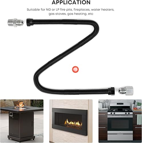 Miniatura 6 de Stanbroil Línea flexible de gas flexible sin silbato de 34" x 36" para fogata y chimenea de gas natural o propano líquido