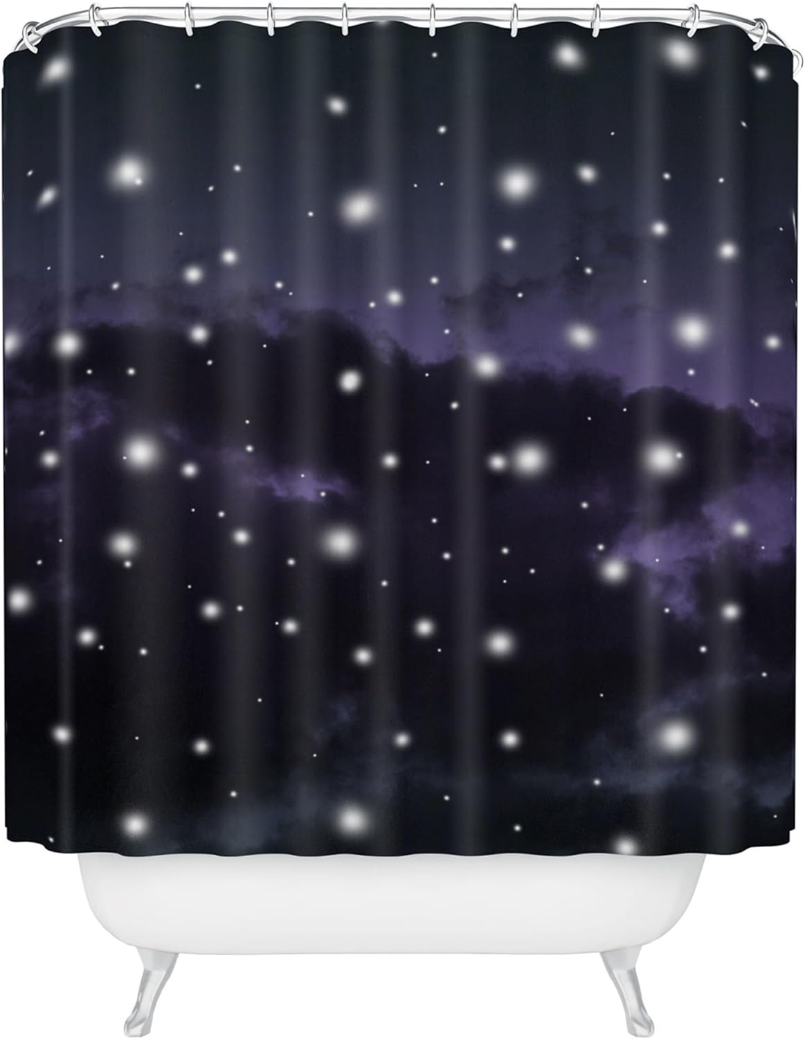 Society6 Shower Curtain - Bathroom Decor by Anita Bella Jantz - Extra Long Fabric Shower Curtains for Bathroom, 71" x 74", Purple Midnight Cosmos 1