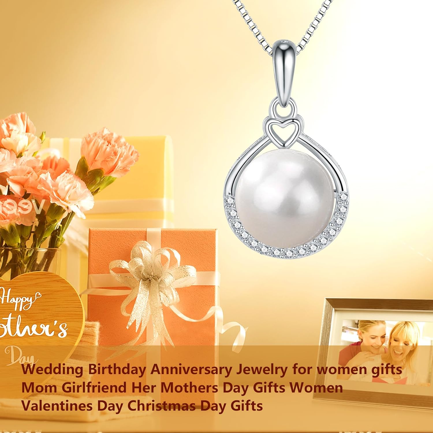 Sterling Silver Freshwater Cultured Pearl Jewelry Necklace Earrings Set For Women - Image 4