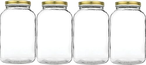 Miniatura 3 de kitchentoolz Frasco grande de vidrio de 1 galón de boca ancha con tapas herméticas de metal (paquete de 4)  Fermentación Kombucha Kéfir Kimchi