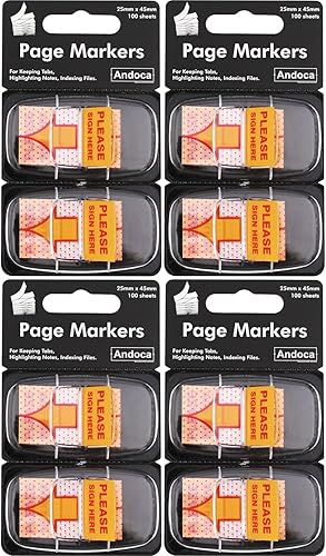 Banderas de mensaje Please Sign Here, 400 páginas en total, 0.98 x 1.77 pulgadas de ancho, fácil de publicar, 50 banderasdispensador, amarillo