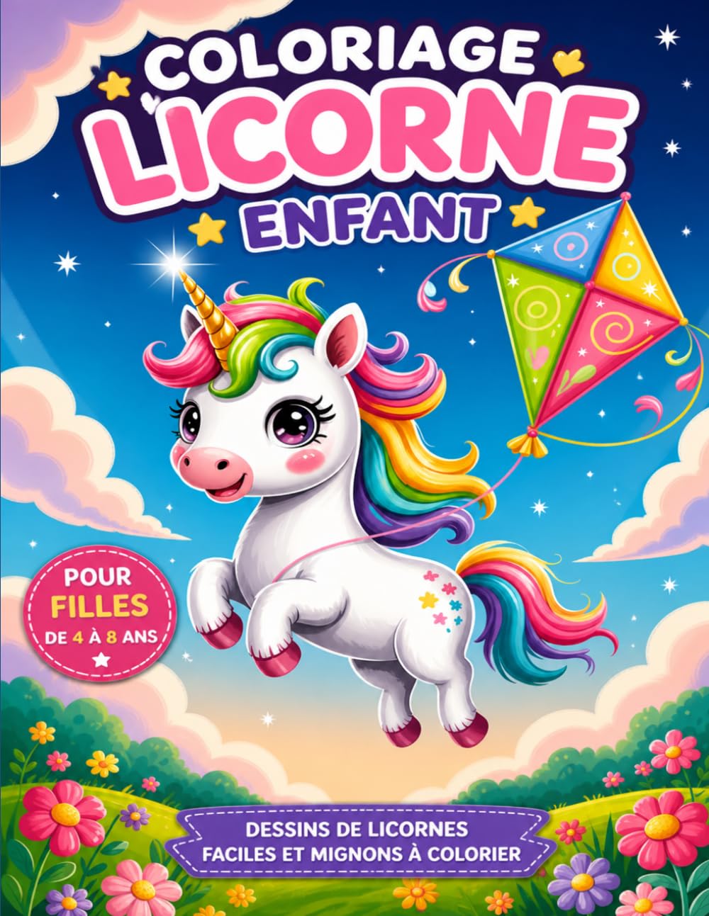 Coloriage Licorne Enfant: Livre de coloriage pour filles de 4 à 8 ans – Dessins de licornes faciles et mignons à colorier (Licorne magique – Cahiers de coloriage)