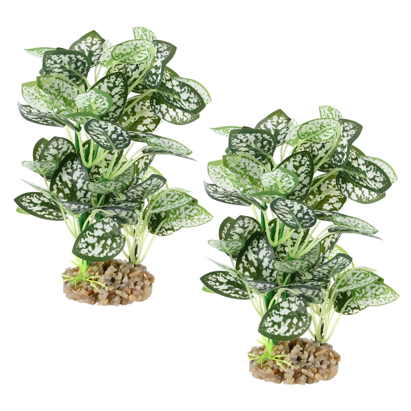 M METERXITY 2-Pack Aquarium Plant, Small Plastic Artificial Plant Water Grass Fish Hide Accessories for Aquarium Decoration/Fish Tank Decoration/Terrarium [Style 7, White]