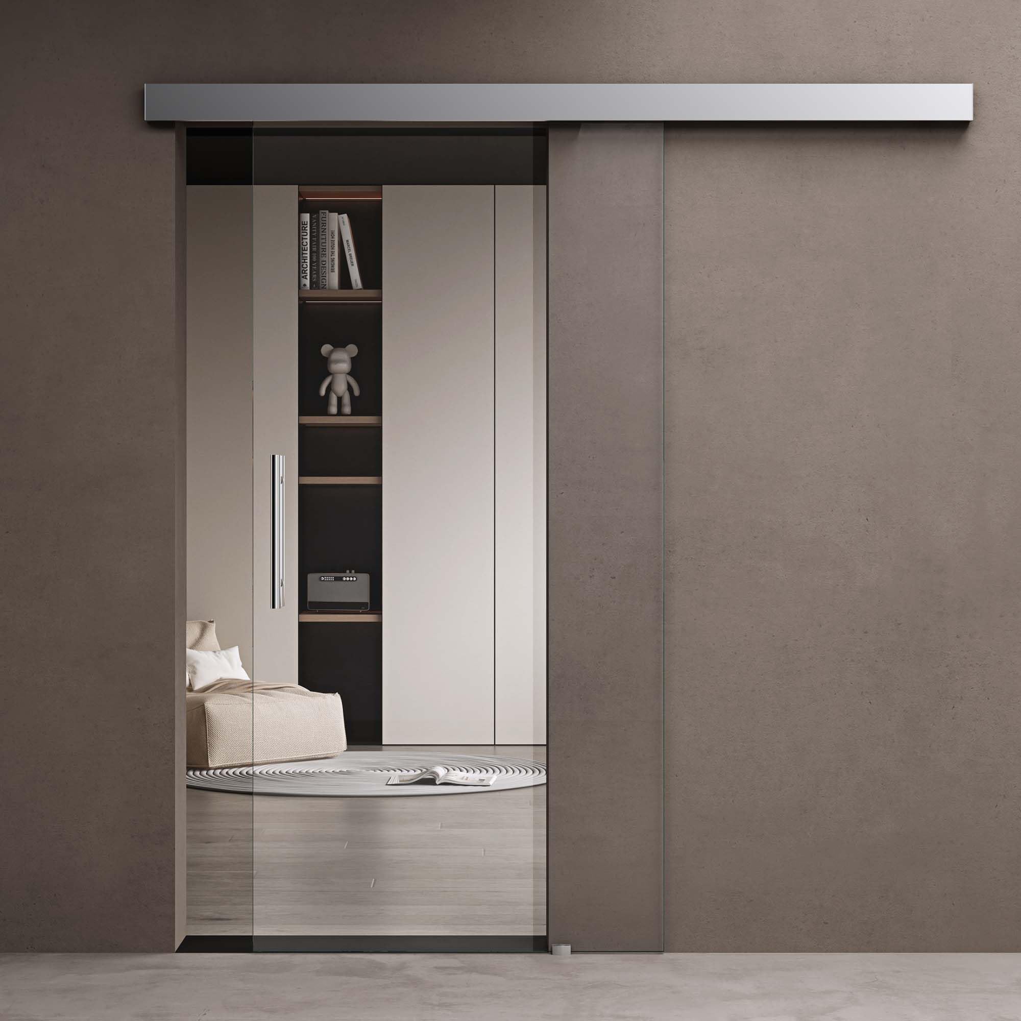 doporro Glasschiebetür Komplettset 90x205cm Zimmertür ESG-Glas Klarglas
