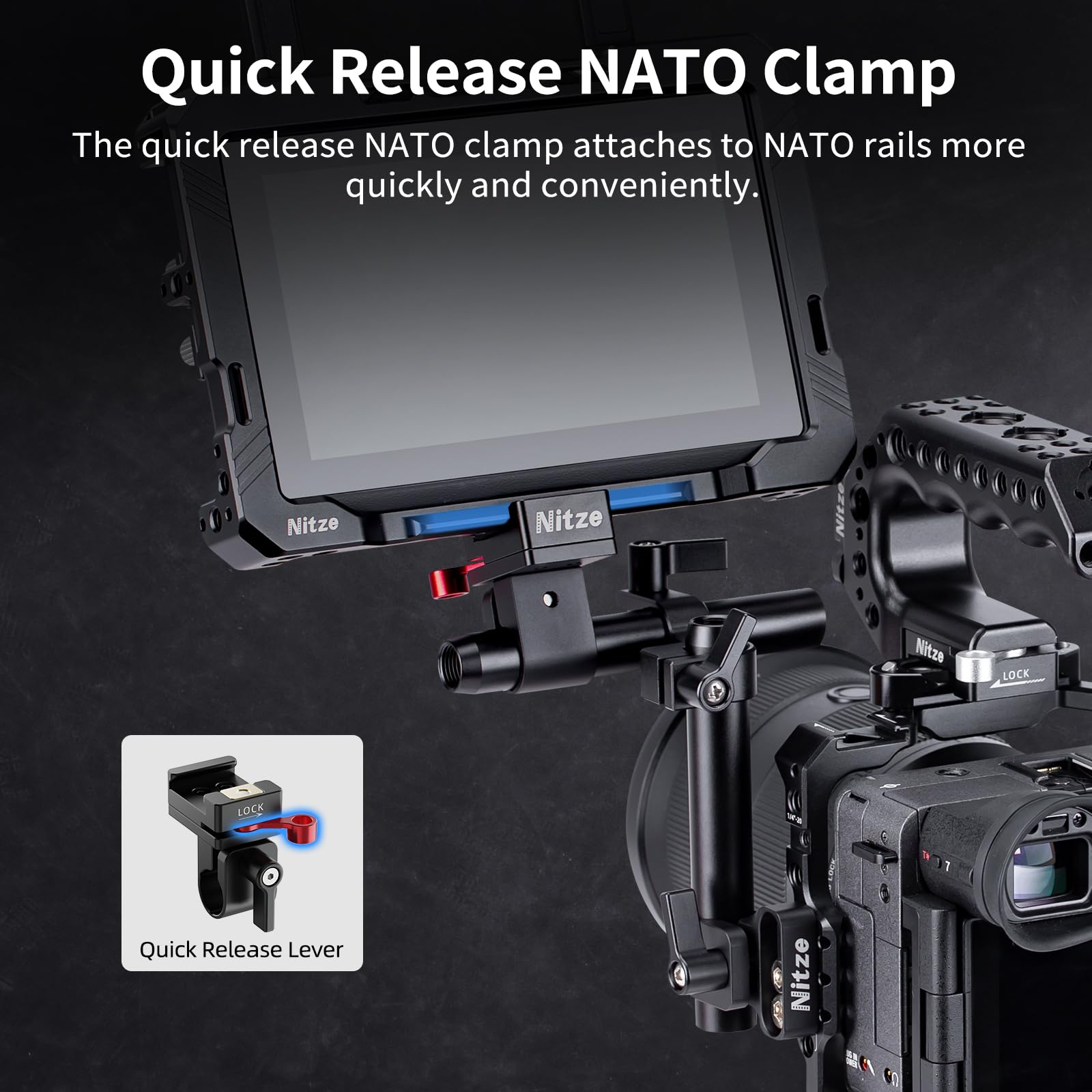 Nitze 15mm Rod Clamp avec Pince NATO, Serre-Tige de 15 mm avec Pince NATO avec Simple Clamp pour Tige de 15mm, pour Viseur Électronique, Rail NATO - N20H