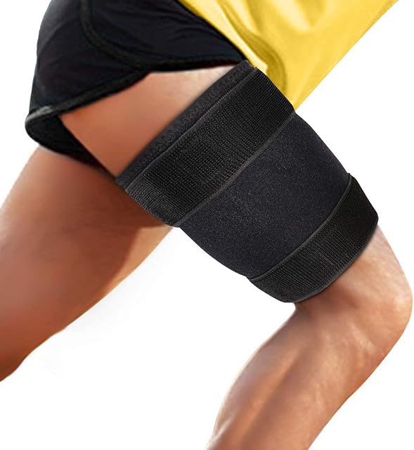 supregear Thigh Brace Support, Adjustable Hamstring Quad Compression Sleeve, Neoprene Thigh Wrap Upper Leg Compression Sleeve Leg Slimmer for Women Men, Great for Muscle Injury Strain Recovery, Black