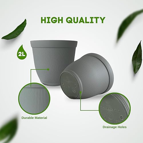 Miniatura 4 de Matri Finny - Maceta redonda para plantas de interior y exterior. Maceta de 7 pulgadas, paquete de 2 (cemento)