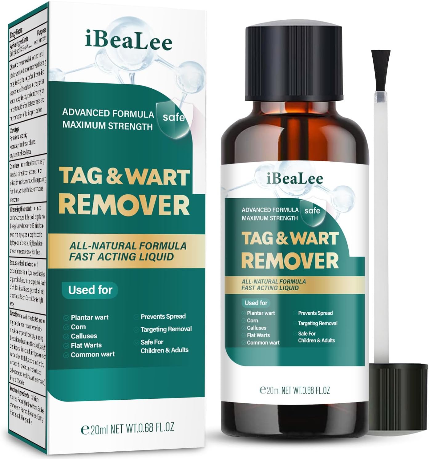 ELEFOCUS Wart Remover Liquid - 12% Wart Liquid with Salicylic Acid - Fast Acting Wart Freeze Off，for Warts, Plantar Wart, Genital Wart, Common Wart, Flat Wart, Corn, Callus 20ml（S）