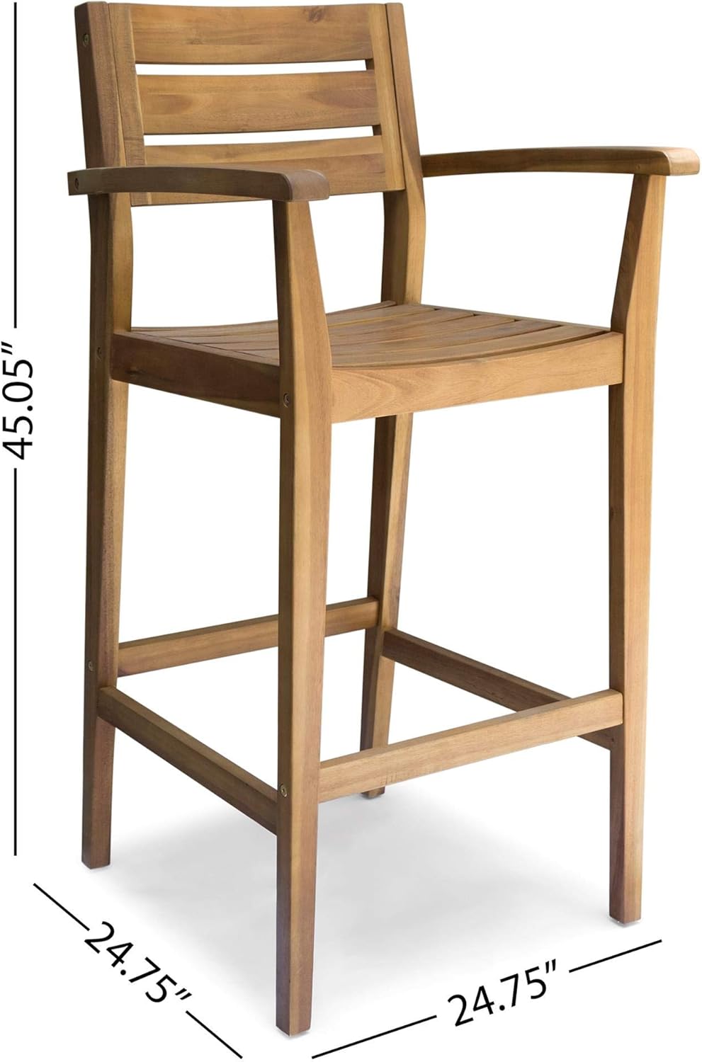 Christopher Knight Home Lera Outdoor Rustic Acacia Wood Barstool (Set of 2), Teak Finish