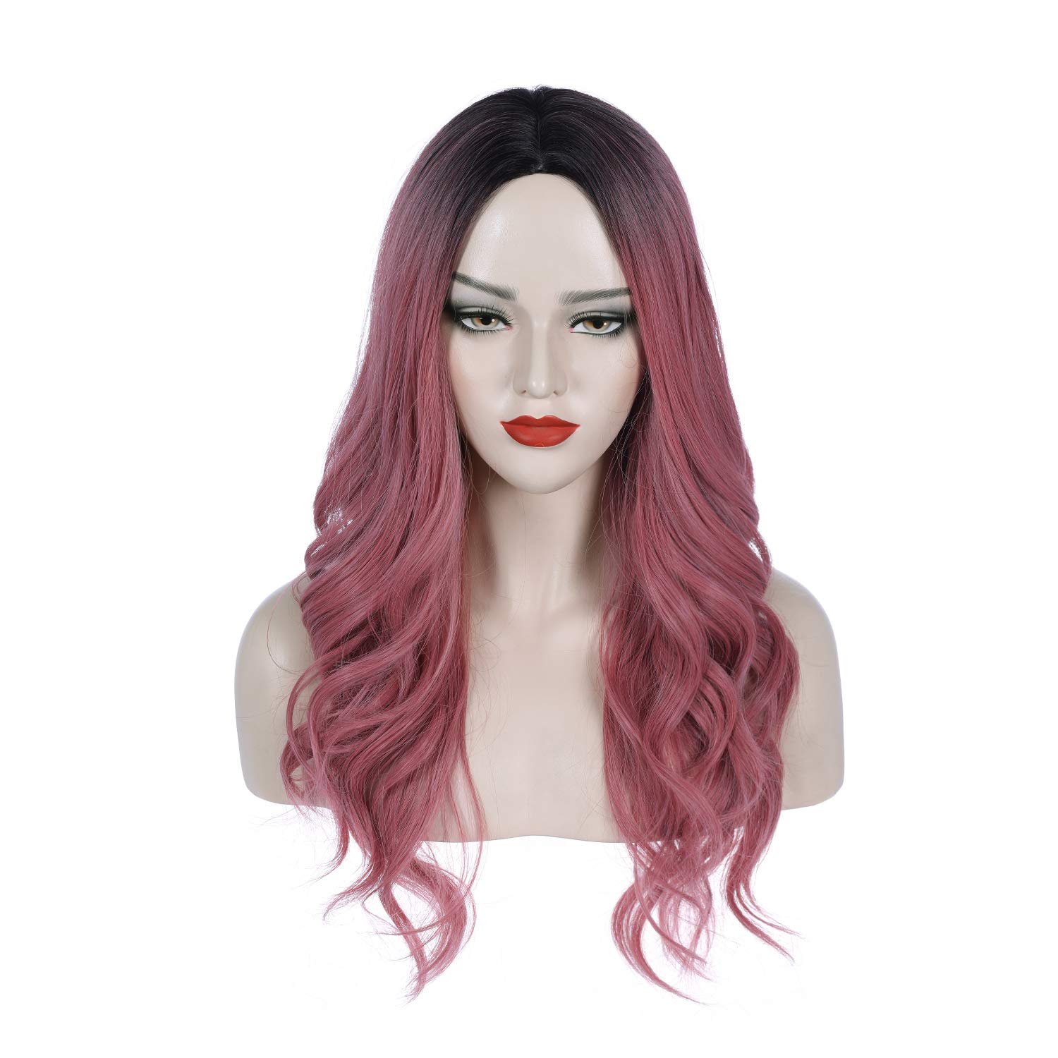 incohair 24 Inches Ombre Pink Wigs Dark Roots Women Girls