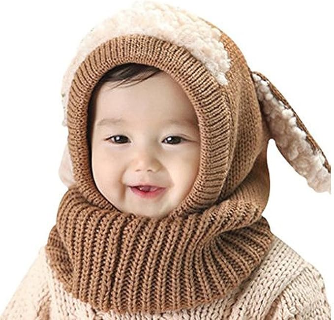 Amazon Co Jp Icasso カワイイ ベビーニット帽 ウサギちゃん 赤ちゃん キッズ 帽子 耳保護付き 無地 柔らかい 暖かい 防風 防寒 保温 春 秋 冬 ベビー用品 プレゼント ブラウン 服 ファッション小物