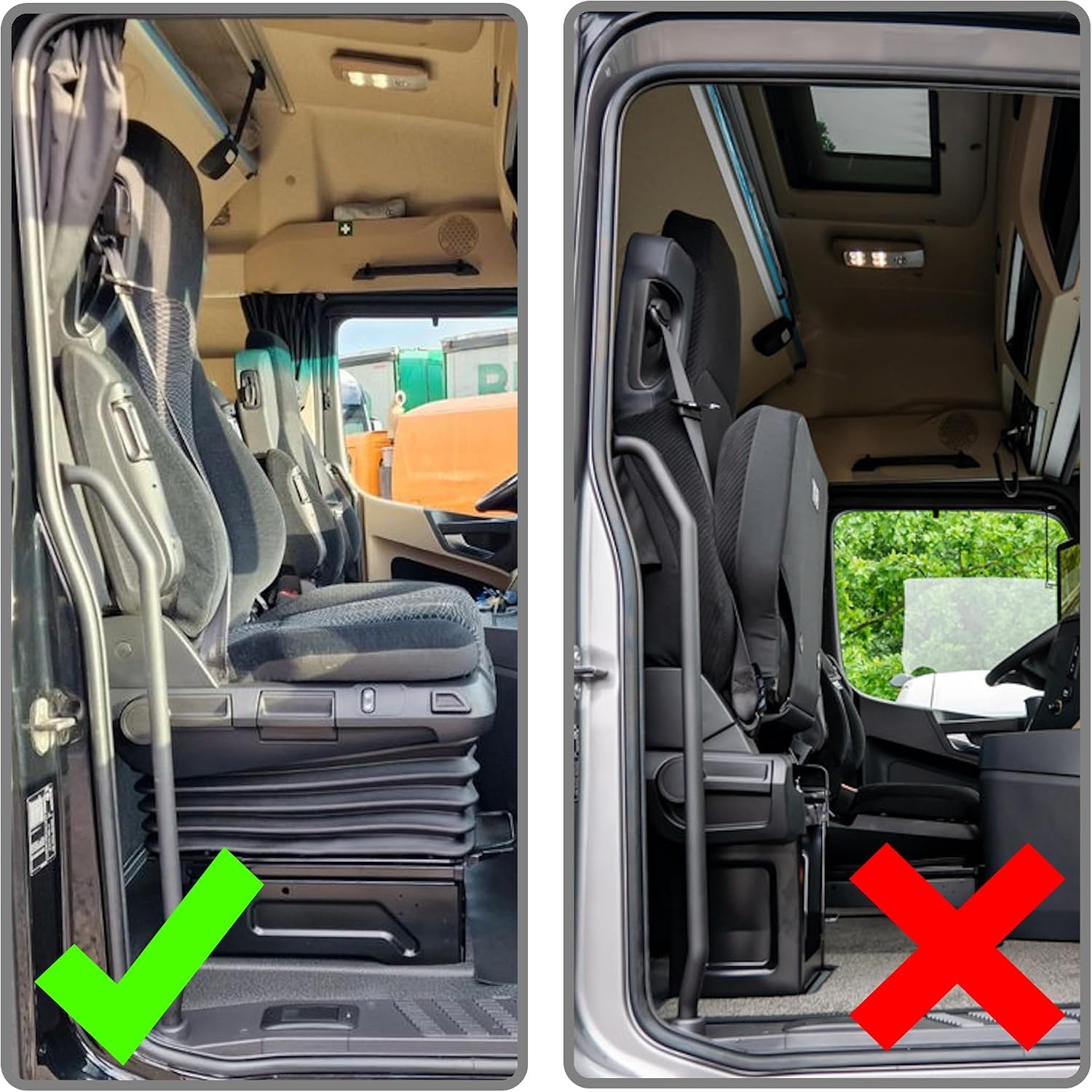 Tappetini per camion compatibili con Mercedes Actros MP4, MP5, MP6 con sedile passeggero sospeso – Elegante trapuntatura e logo esclusivo