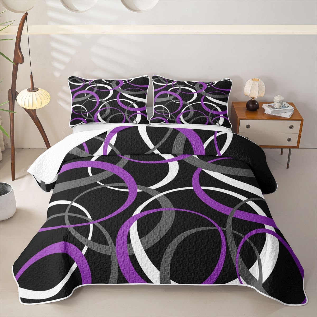Modern Turquoise Quilt Set Full Black White Grey Geometric Quilted Bedding Patchwork Checkered Grid Bedspread Coverlet For Kids Boys Girls,Modern Abstract Quilt Comforter Lightweight Quilted Blanket