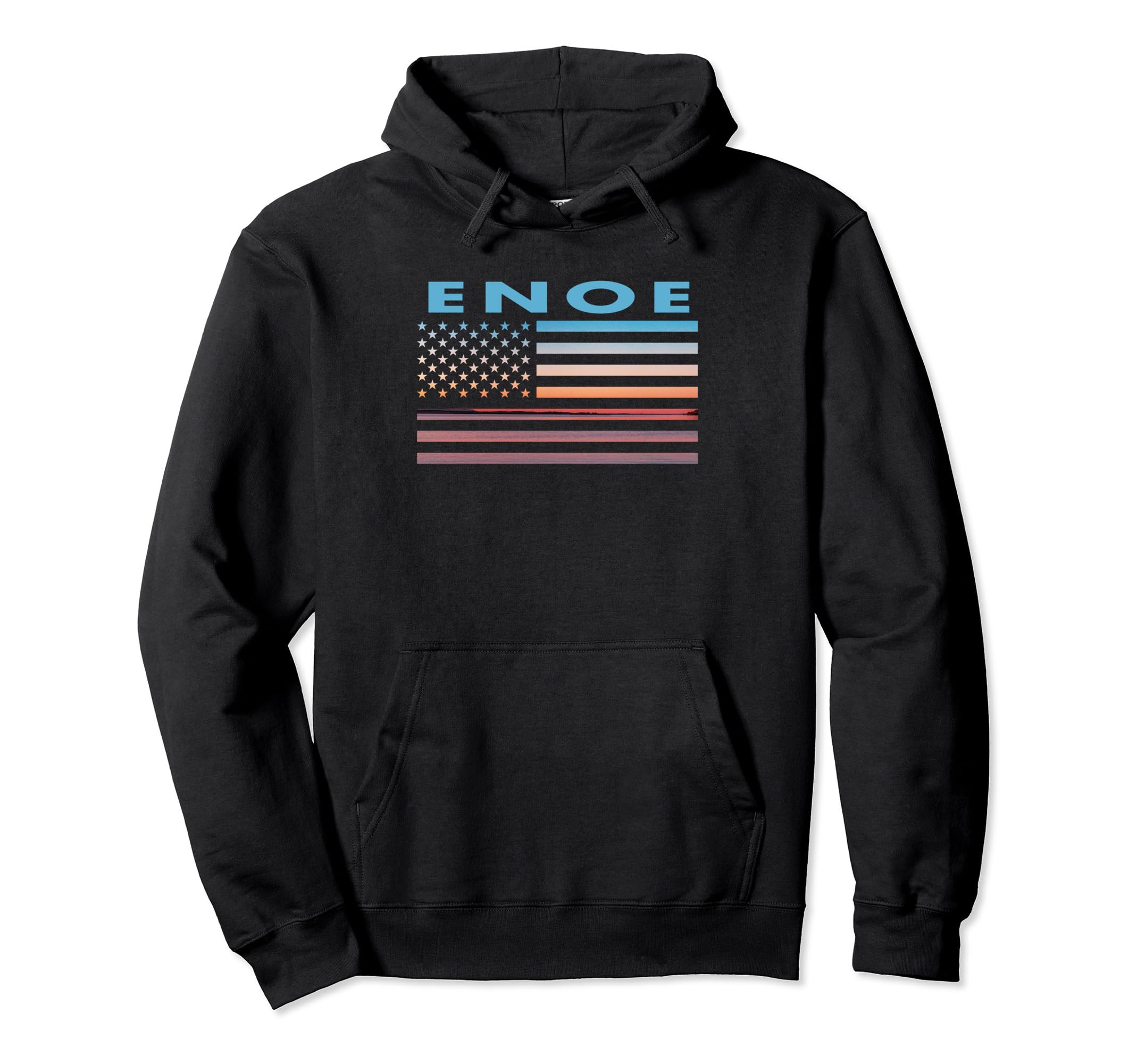 Vintage Sunset American Flag Enoe, Alabama Pullover Hoodie