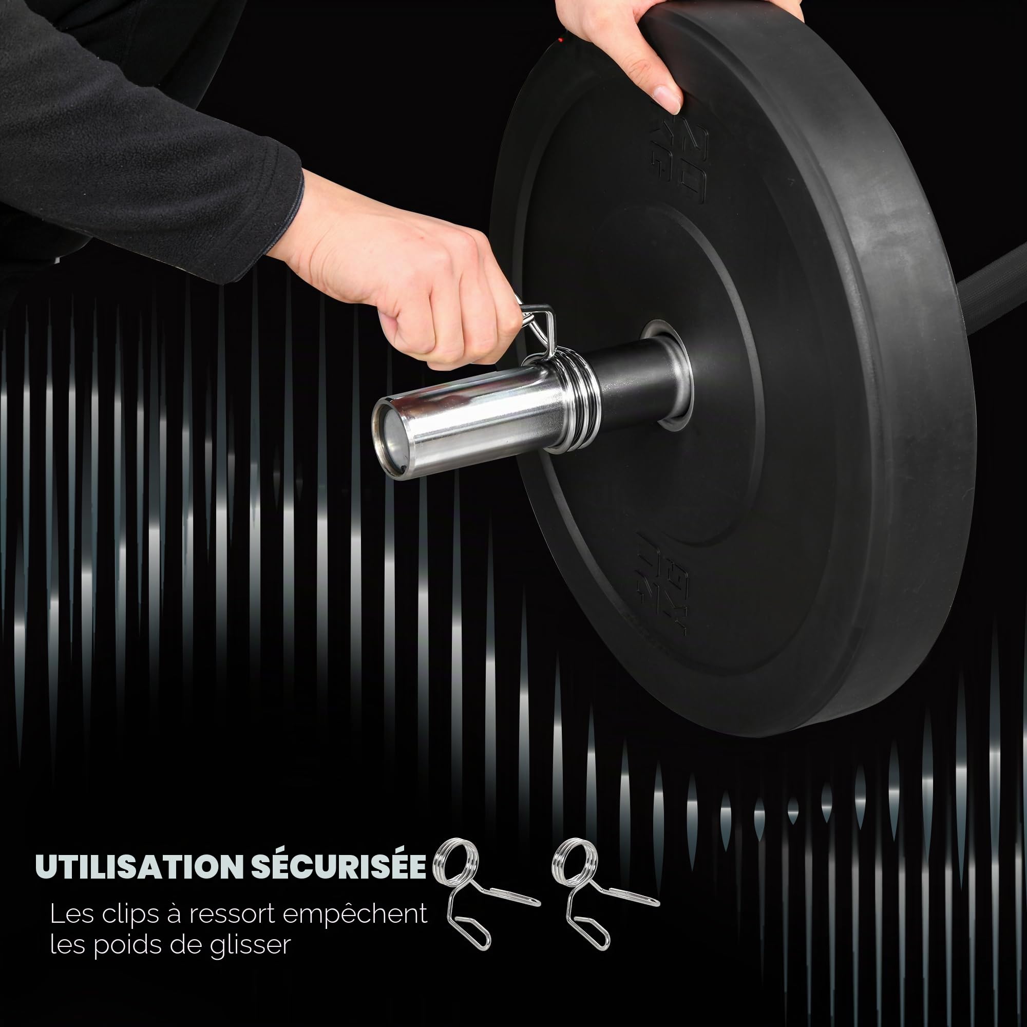 SPORTNOW Barre de poids en acier 120 cm 8 kg Barre curl EZ Ø50 mm avec 2 embouts Charge 100 kg Barre olympique pour les disques de Ø5 cm Entraînement en gym à la maison Noir et argent SPORTNOW Barre