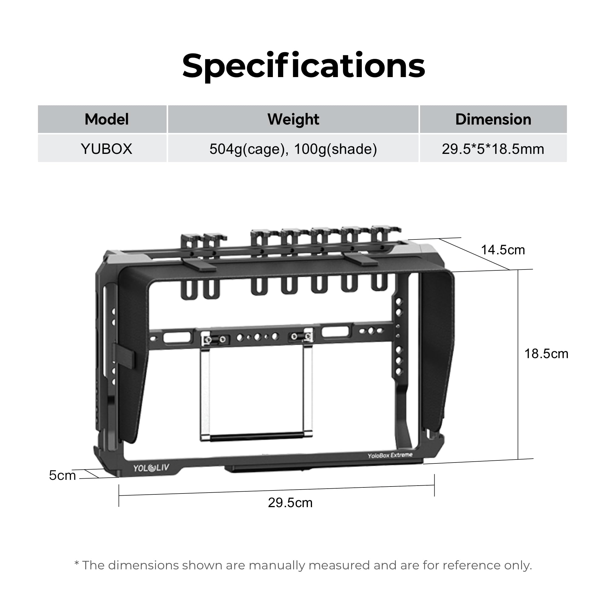 YoloLiv YoloBox Extreme Cage – Cage de Protection en Aluminium avec Supports pour Griffes, Filetage 1/4", Pare-Soleil à dégagement Rapide