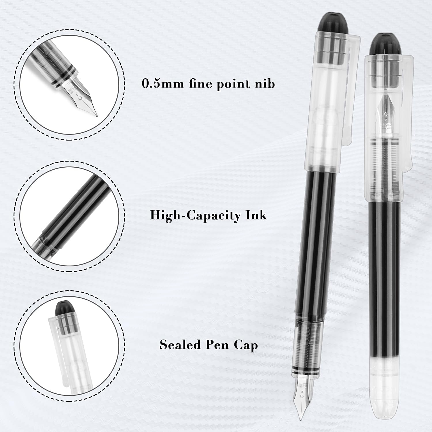 FEIDIAO 12Pcs Disposable Fountain Pens,Smooth Writing Black Pens,Quick Drying Ink Pen,Office School Supplies for Doodling,Sketching,Calligraphy(Black) thumbnail