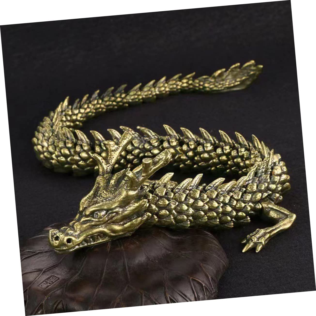 Estatua de Dragón de Cobre Dorado para Escritorio, Adorno Decorativo