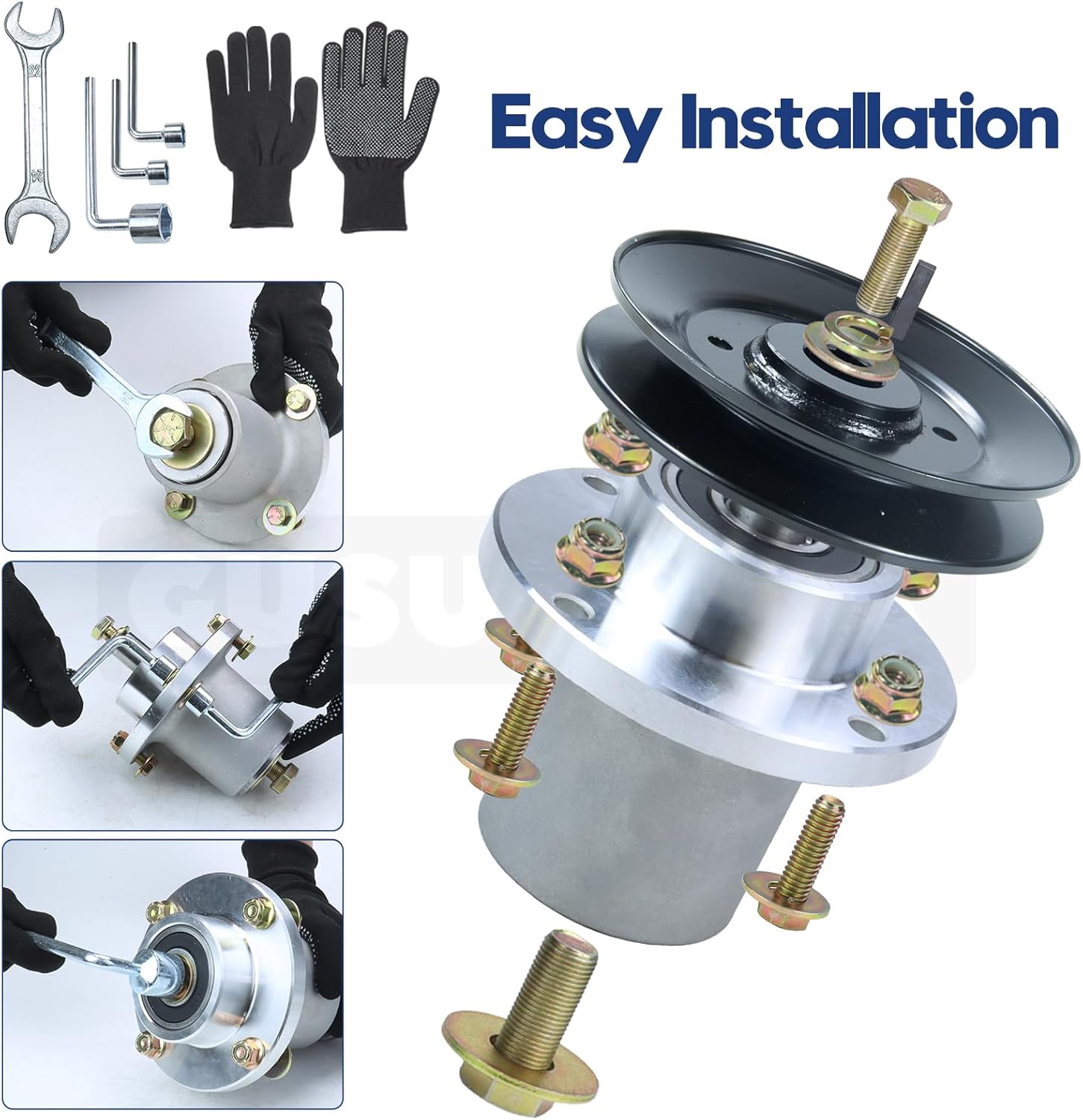 3 Pack 037-2000-00 Spindle Assembly with 033-4890-00 Pulley Replaces 037-2050-00, 037200000, 037205000 for Bad Boy MZ & MZ Magnum 54" Deck Assembly, ZT Avenger 54" Deck Assembly