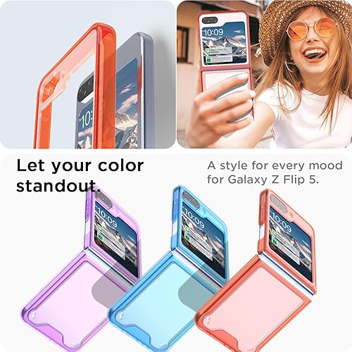 Miniatura 7 de AICase Funda para Samsung Galaxy Z Flip 5 5G 2023, transparente, de lujo, chapado de policarbonato duro, funda delgada transparente, funda