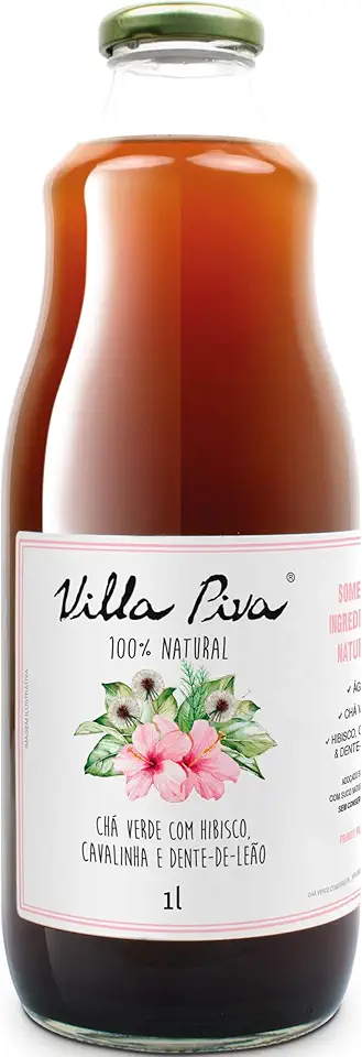 Villa Piva, Chá Pronto, Sabor Chá Verde Com Hibisco Dente De Leão e Cavalinha, 1Litro