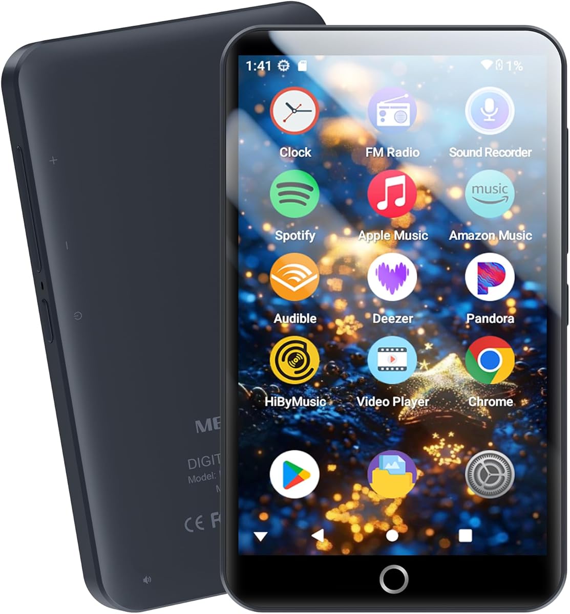 MECHEN 96 Go Lecteur MP3 Bluetooth WiFi, Android 13 MP4 Spotify, Écran Tactile 4" HD, Baladeur MP3 avec Haut-Parleur, Radio FM, Contrôle Parental, Compatible Audible Amazon Music Deezer (96 GO)