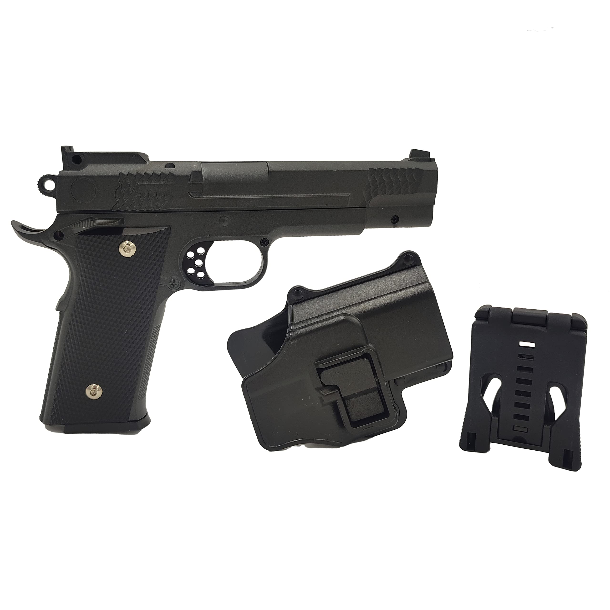 Pistola de Muelle Airsoft W.945 / Color: Negro/Material: Metal/Potencia: 0.5 Joule/Viene con Funda de cinturón CQC