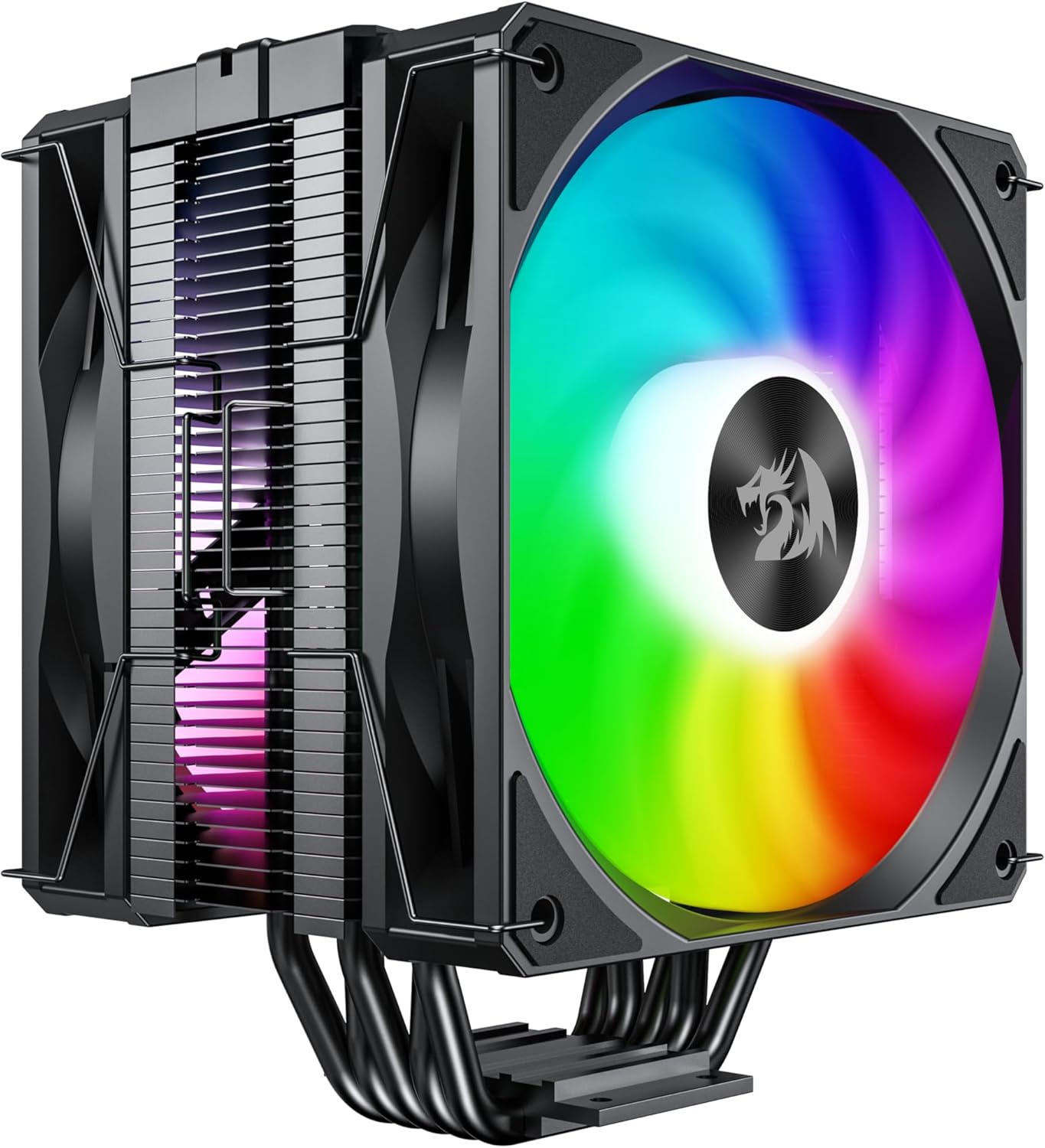 Redragon - CC-2177 - Agent Air CPU Cooler - Mighty 260w TDP - All-Black 5 Copper Heat Pipes - Dual-Tower CPU Cooler with ARGB Dual Fans - Support Platform LGA 1700/1200/115X/1366AMD AM5/AM4