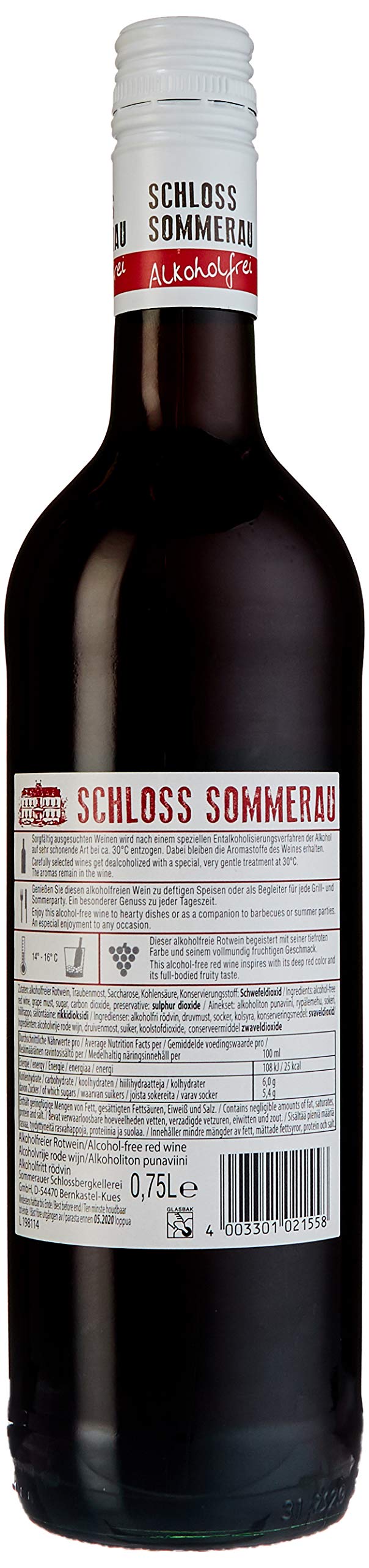 Schloss Sommerau Alkoholfreier Rotwein lieblich (6 x 0.75 l)
