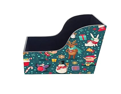 Enigmatic Woodworks Small Book Shelves Rack Heavy Duty Book Rack Stand for Table and Wall Shelves to Hold Books, Magazines, Cookbooks (Black Color, Merry Christmas Design)