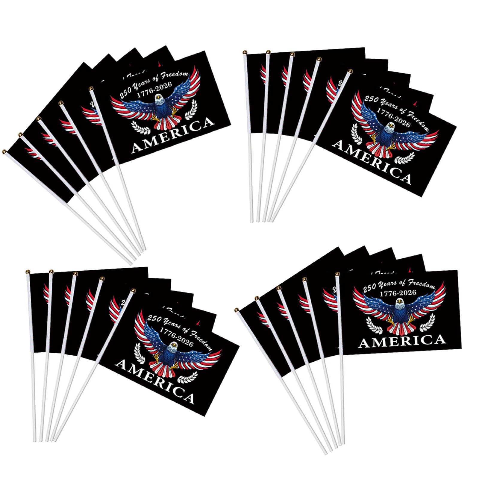 JSGHGDF 250 Years Stick Flags 250 Anniversary Handheld Flags Patriotic Americans Flag on Stick for 4Th of July Independen Day Patriotic Americans on