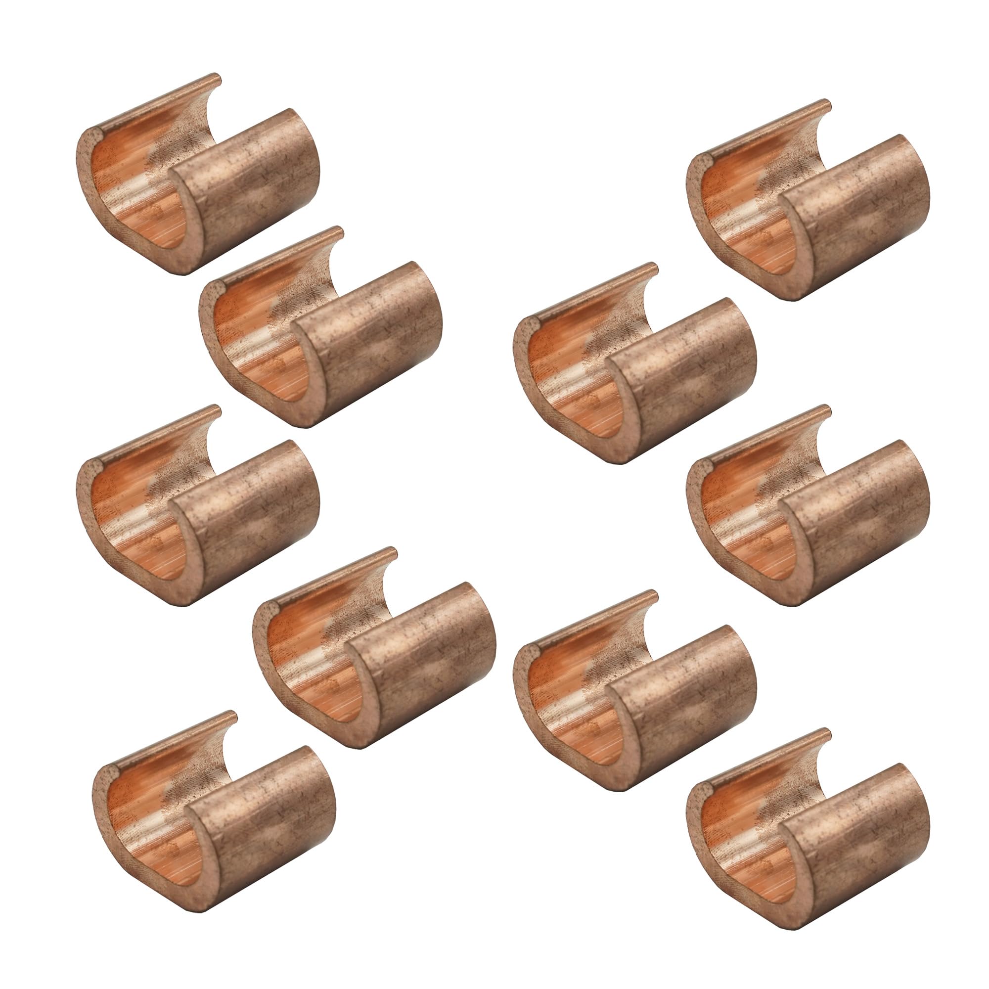 10PCS Pack Copper C Tap，Non Insulated Copper Wire and Wire Connection Terminals，C Shape Grounding Connector (10, Size C-16)