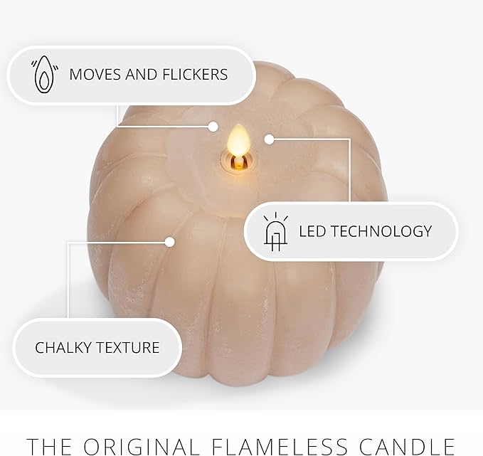 Luminara Luminara Tall Pumpkin Figural Flameless Flickering Moving Flame LED Candle (5.7" x 5.5"), Chalky Finish Real Unscented Wax, Time Function (Irish Cream) photo 3